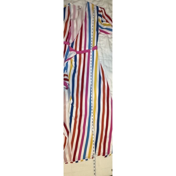 COLOR ME COURTNEY Taira Wrap Colorful Striped Midi Dress SIZE MEDIUM - Picture 12 of 12